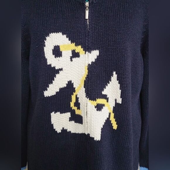 Crazy Horse Liz Claiborne Heavy Knit Coastal Sweater Full Front Zipper Size 2X - Picture 5 of 10